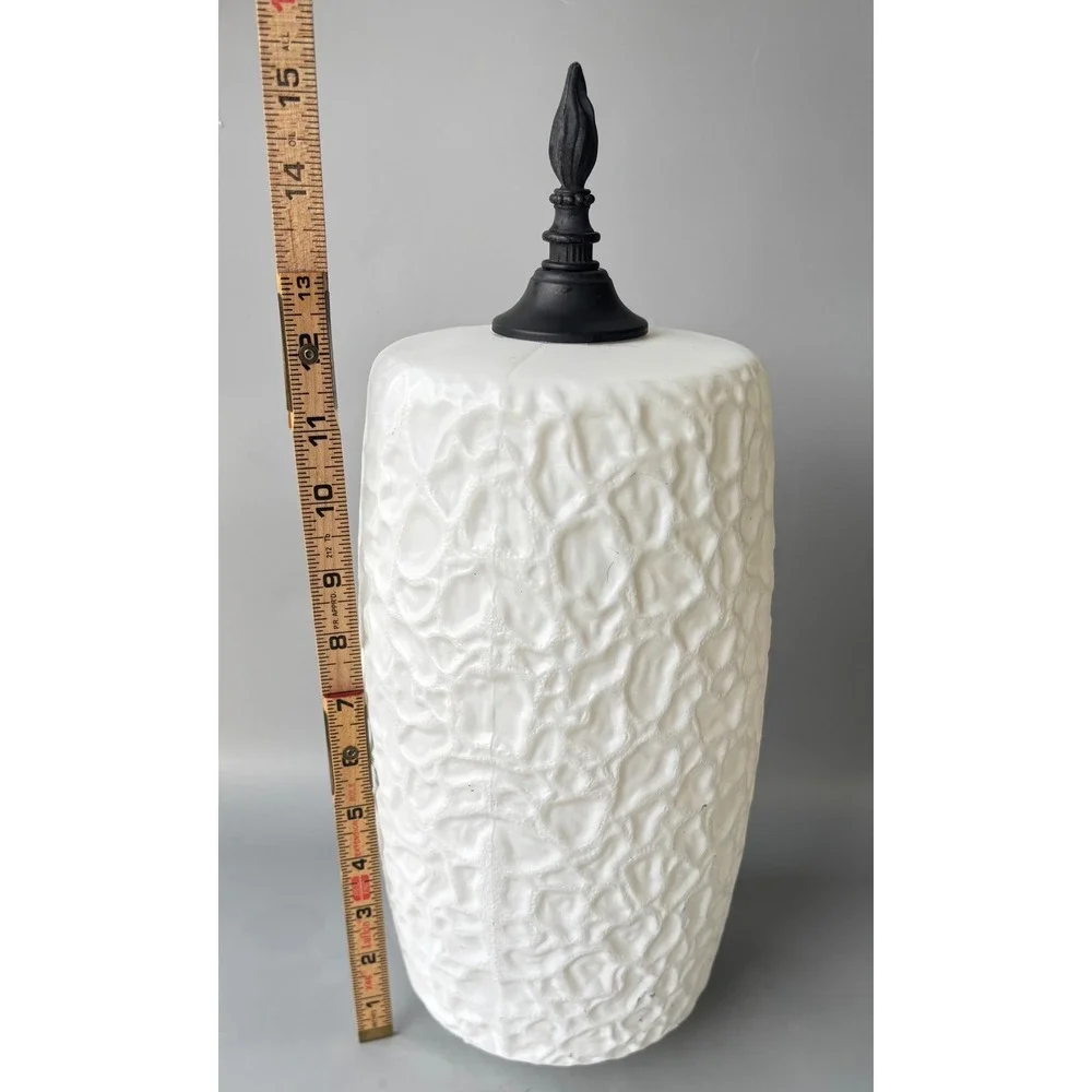Vintage Mid Century Milk Glass Texture Lamp Shade Globe White Replacement Oblong